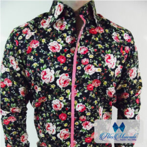 Camisa Oscura con diseño de flores 04